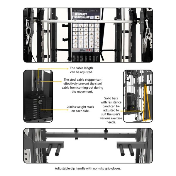 MIM USA Hercules Pro, All-In-One Home Gym, 400 Pounds Weight Stack & Adjustable Pulley Ratio (1:1 - 2:1) - Image 6