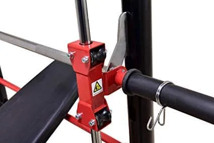 Adjustable barbell rack with safety lock mechanism