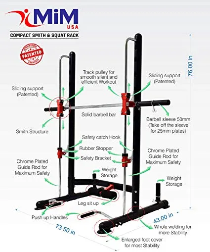 Compact Smith and squat rack gym equipment