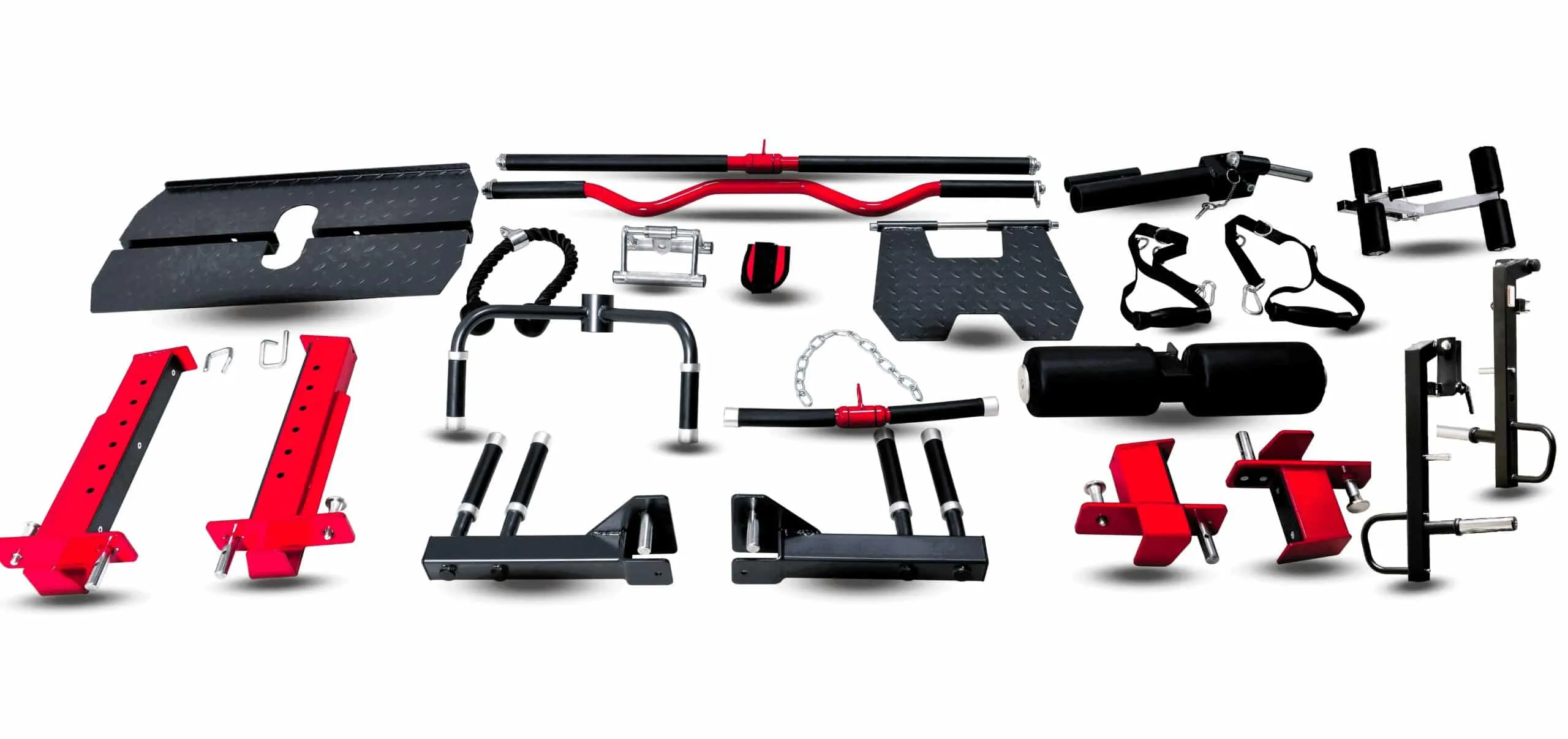 Various gym equipment attachments and accessories