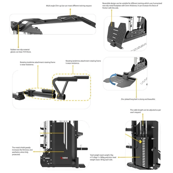 MiM USA Hercules EX, All-in-One Gym Trainer w/ 400 Lb Weight Stack, Full Attachment, Lifetime Warranty - Image 10