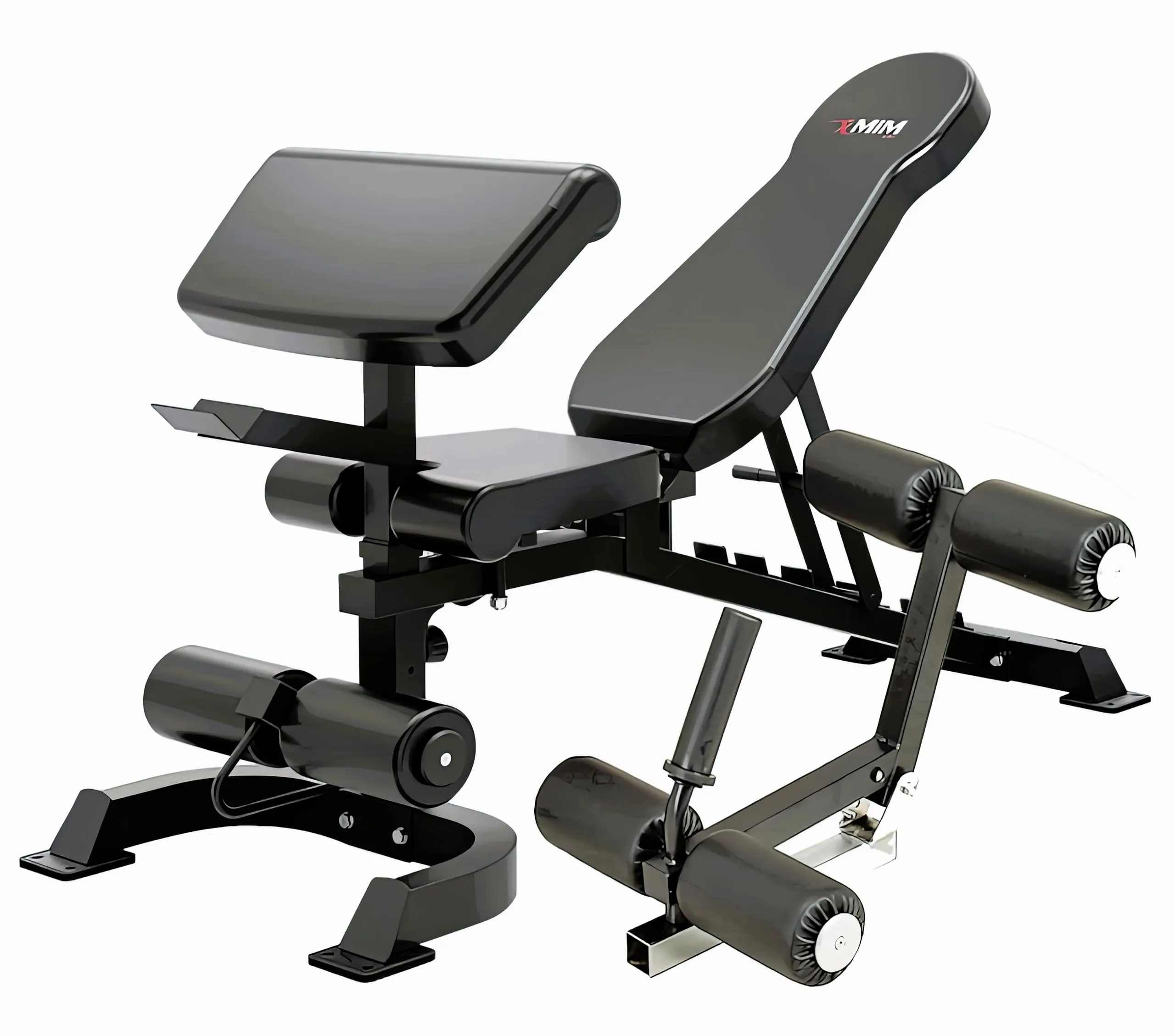 Adjustable workout bench with leg extension attachment