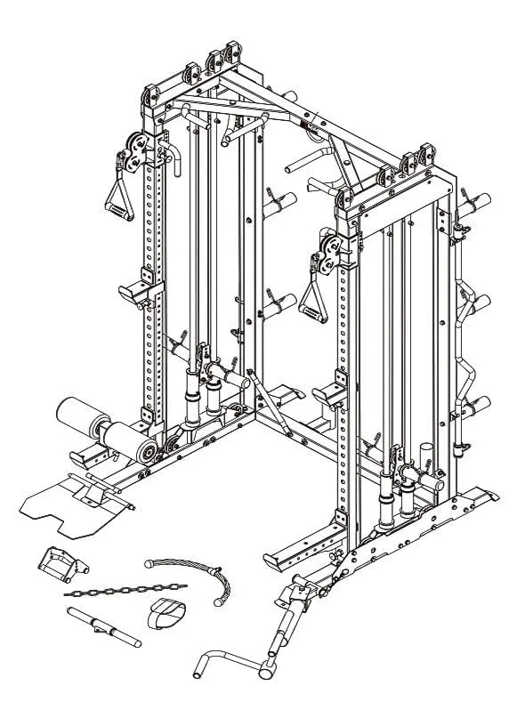 Illustration of a cable crossover gym machine