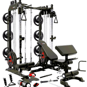 MiM USA Pro Master 1001, Smith Machine & Functional Trainer, Adjustable Bench, Arm Curl, Full Attachment