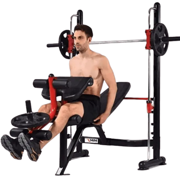 Man exercising on leg extension machine