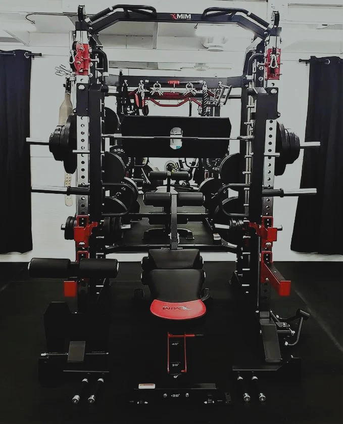 Multifunctional gym power rack with weights and bench
